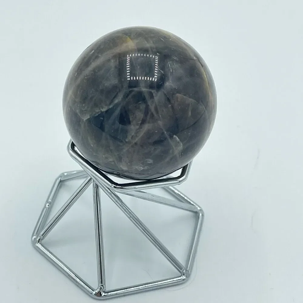 Black moonstone sphere flashy 1.76” small round crystal meditation